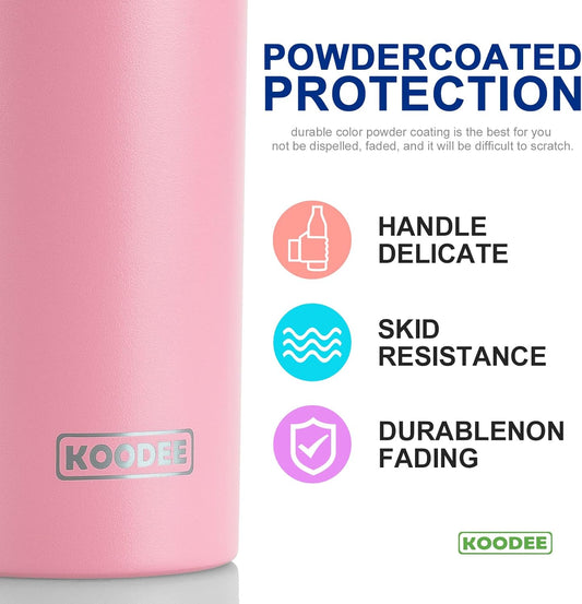 koodee 20 oz Stainless Steel Skinny Tumbler(4 Pack) Double Wall Insulated Water Tumbler Cup with Lids, Straws and Straw Brushe(Baby Blue/Pink/Sky Blue/Teal)