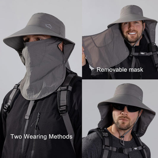 Sun Hat for Men Women with Neck Flap,UPF 50+ UV Protective Hiking Fishing Hats,Wide Brim Sun Hat for Women&Men