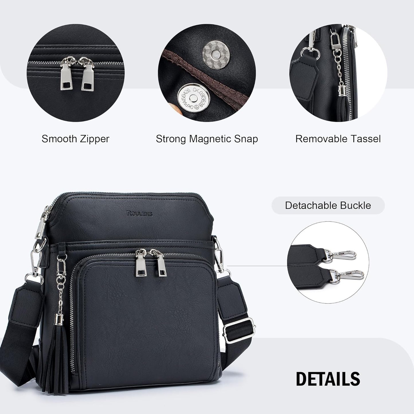 Crossbody Purse for Women,Lightweight Medium Crossbody Bag Soft Leather Women's Shoulder Handbags with Tassel