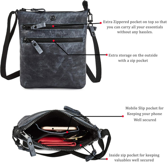 Crossbody Sling Bag for Women Small Real Leather Purse Vintage Travel Crossover Shoulder Bag Handmade