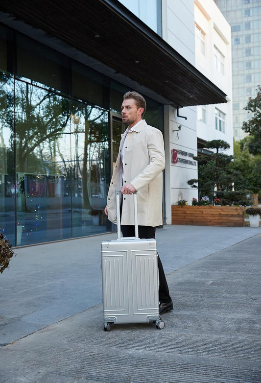 All Aluminum Magnesium Carry On Luggage,Cut from Whole Aluminum Sheet,22x14x9 Airline Approved ,(3rd Generation,Premium Magnesium Metal zipperless suitcase ) (silvery, 24inch)