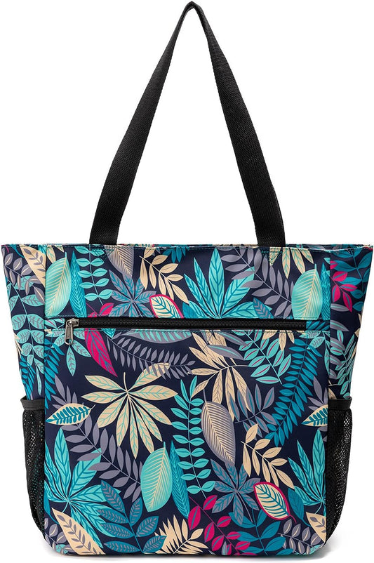 ETidy Large Capacity Foldable Tote Bag With Zipper Water-resistant SandproofWomen Beach Bag Handbag GymBag Travel ShoppingBag