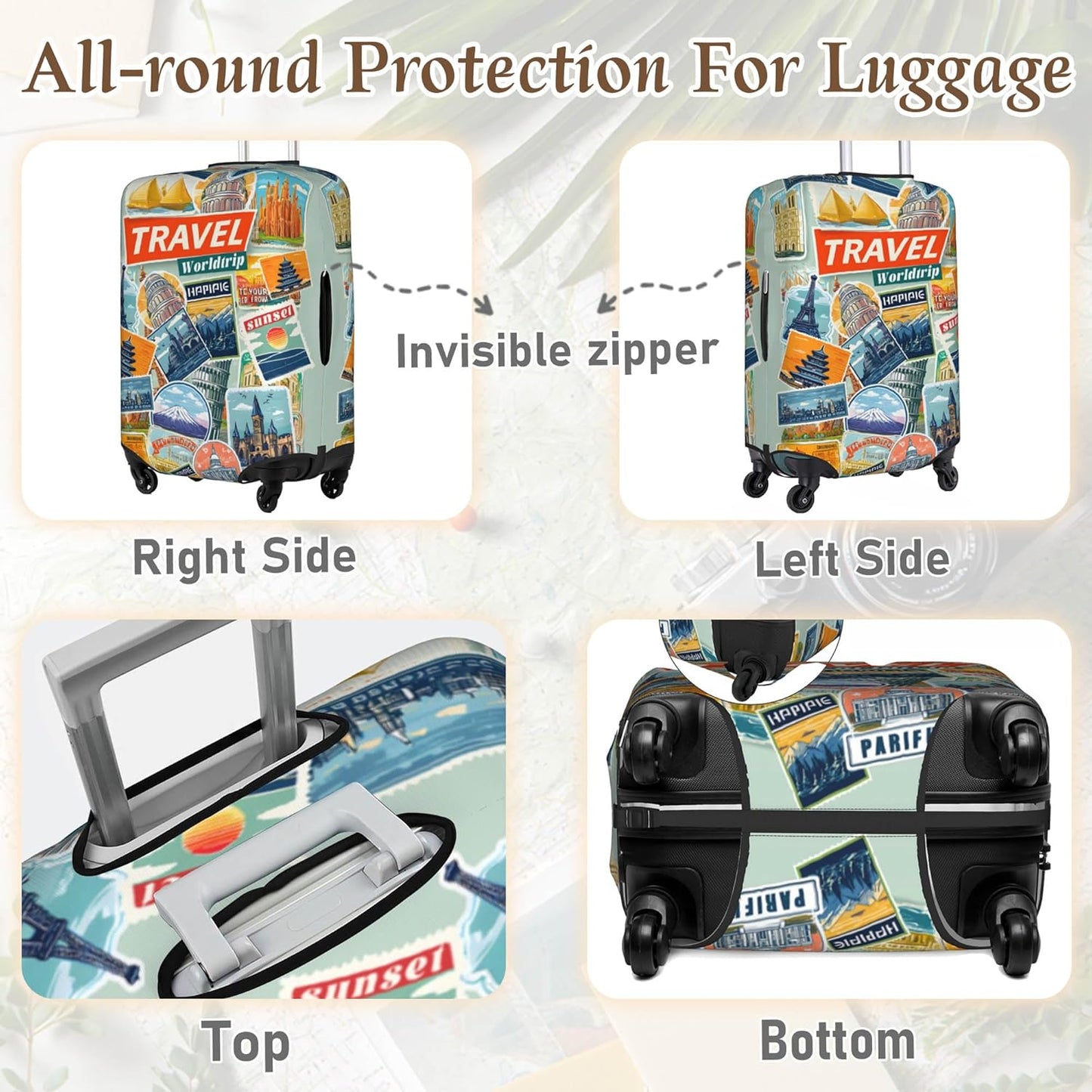 Luggage Cover, Travel Suitcase Covers, Elastic Suitcase Protective Cover, Scratchproof Luggage Protector, Washable Dustproof Trolley Case Protector Fit 22-28 Inch (yb, M(22-24inch suitcase))