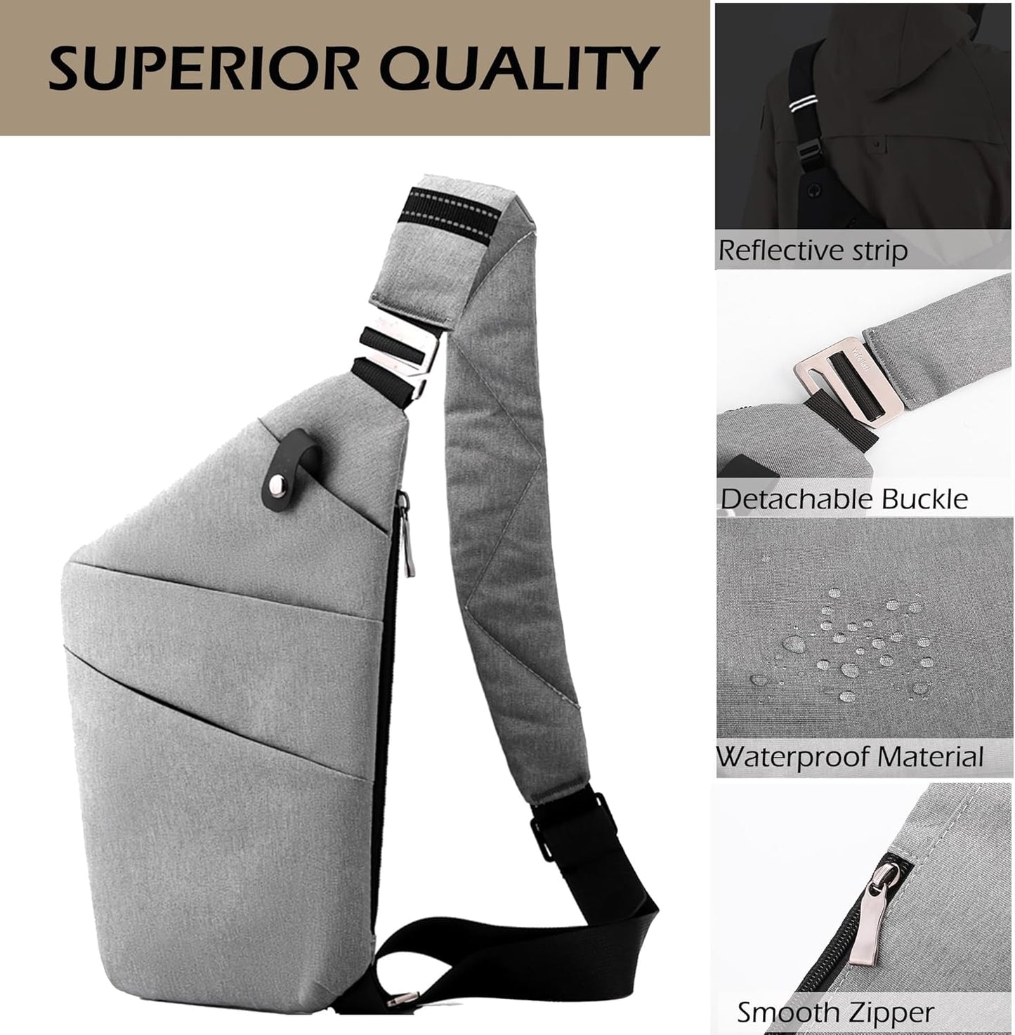 Anti Theft Crossbody Bags for Women Men, Multi-Pocket Shoulder Bag, Slim Sling Purse with 2 RFID Blocking Card (Right Shoulder-Pink Purple)