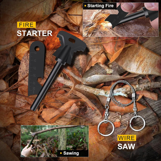 14-in-1 Survival Kit for Men - Premium Outdoor Survival Gear Set with Tactical Tools for Dad, Husband, Him - Camping, Hiking, Fishing Essentials for Men & Teen Boys
