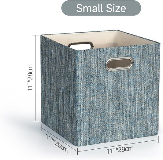Posprica Storage Basket Bins,11×11×11 Foldable Storage Cube Boxes Fabric Drawer for Closet Shelf Cabinet Bookcase - Set of 4,Teal