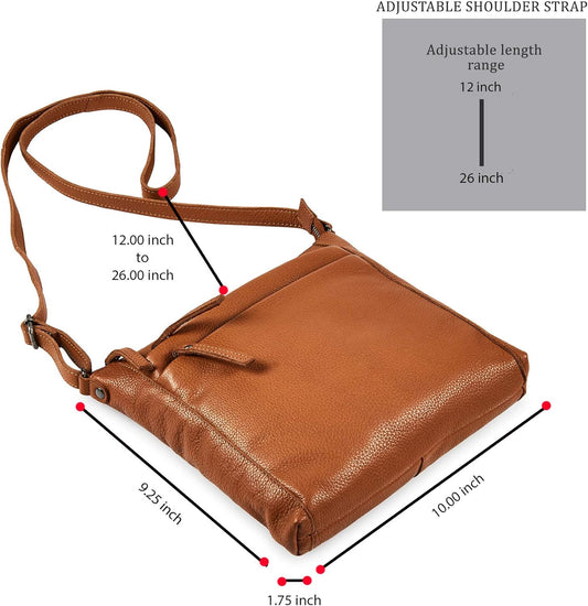 Small Soft Genuine Leather Crossbody Purse Women’s Sling Crossover Shoulder Travel Handbag with Triple Zipper