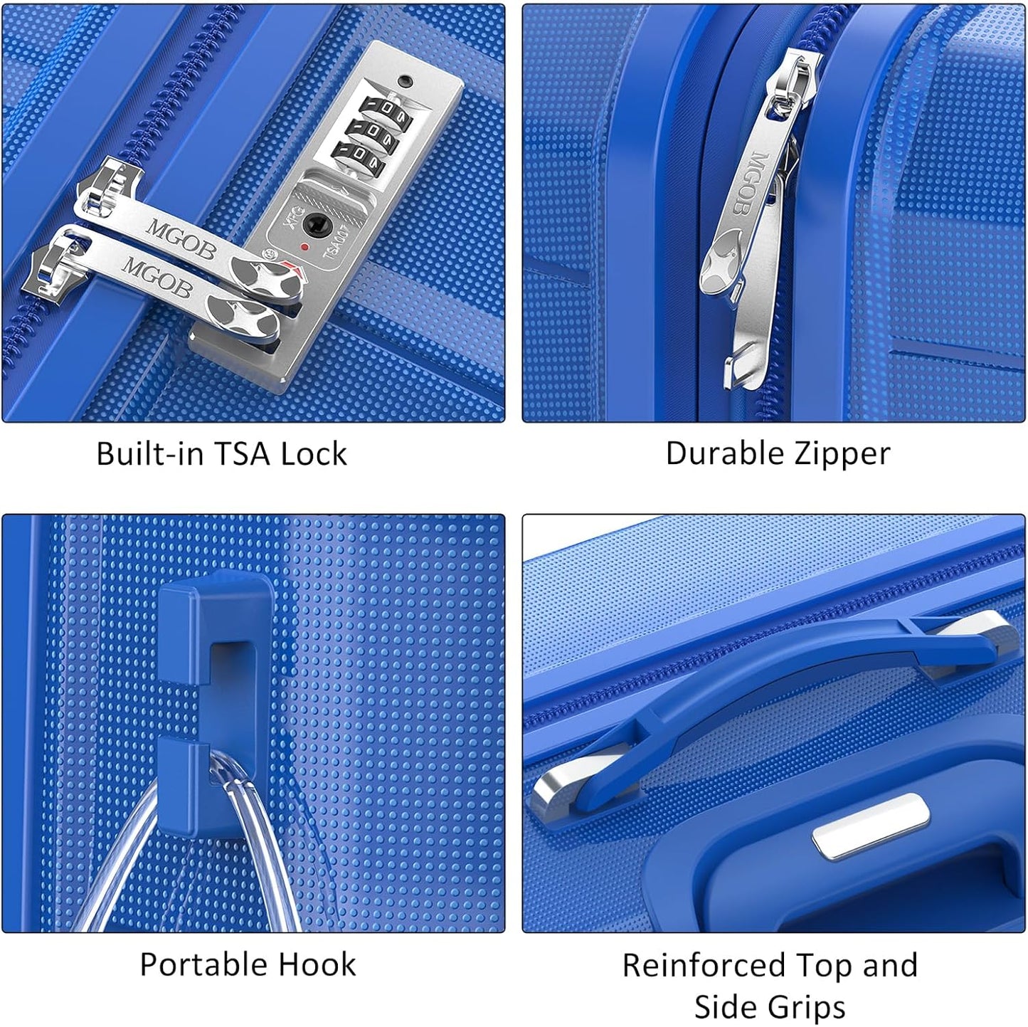 Carry On Luggage 22x14x9 Airline Approved, Hard Shell Suitcase with Spinner Wheels, PP Lightweight Luggages with TSA Lock, Carry-On Suitcases 20 Inch, Blue