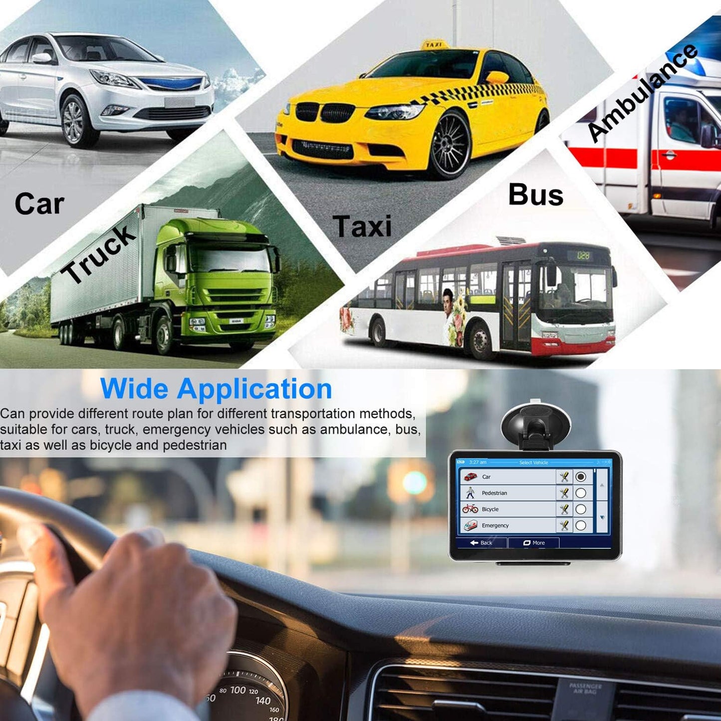 GPS Navigation for Car, Latest 2025 Map,7 inch Touch Screen Real Voice Spoken Turn-by-Turn Direction Reminding Navigation System for Cars, Vehicle GPS Satellite Navigator with(Free Lifetime Updates)