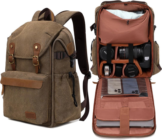 Camera Bag; Professional UAV Camera Backpack;Anti-Theft Camera Bag with Rain Cover; Large Capacity Photography Backpack(Coffee), A3091