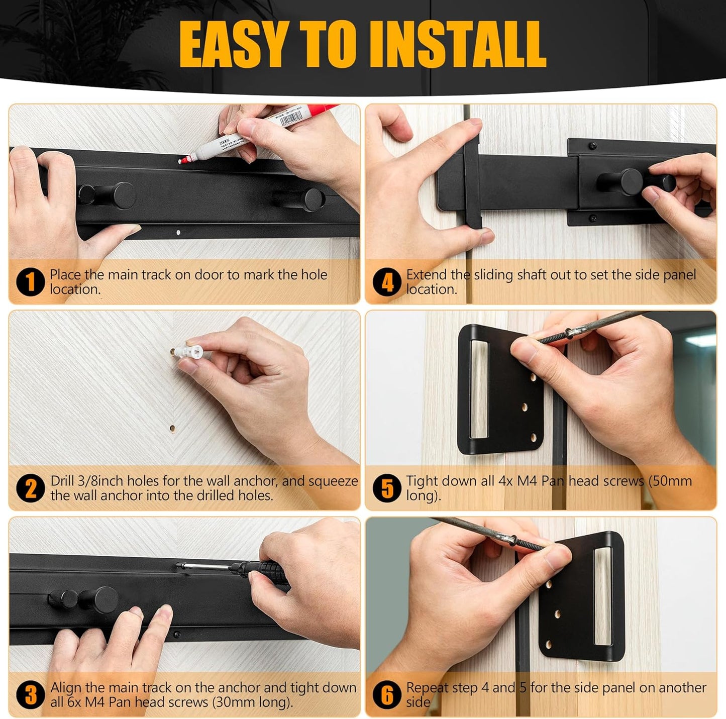 Door Bar Lock - Patented Door Barricade Security Bar - Home Safety Improvement, Door Reinforcement, Childproof, Break-in Prevention - Premium Grade Steel Door Mount for 34''-45'' Wide Doors