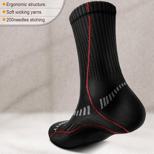 BULLIANT Compression Socks for Men 6Pairs, Athletic Crew Socks Cushioned For Men Sports Running-Arch Support