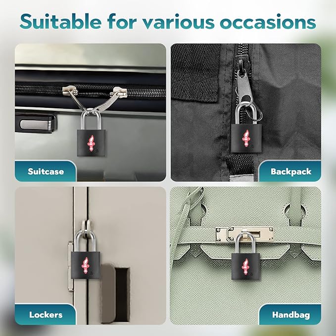 TSA Approved Locks for Luggage Set of 8 TSA Accepted Key Travel Suitcase Locks Padlock Apply to Locker Lock, Suitcase, Carry On, Backpack, Laptop Bag (Black 8 Pack)