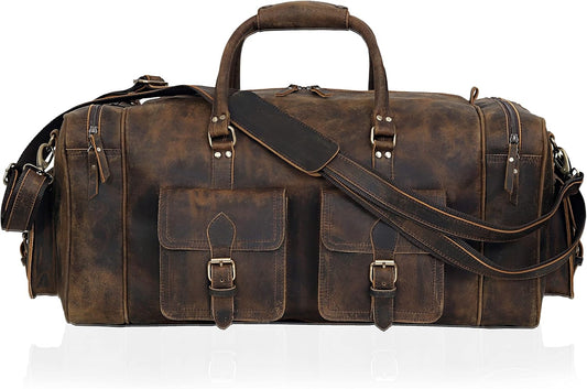 Large duffel bags for men holdall leather travel bag overnight gym sports weekend bag