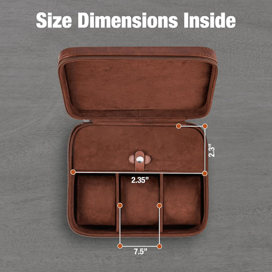 Awesometik 3 Slot Luxury Travel Faux Leather Watch Case. Watch Storage Organizer. Watch Display & Watch Holder. Perfect For Watch Collection. Ready to Gift for Men (3 Slot Watch Case)