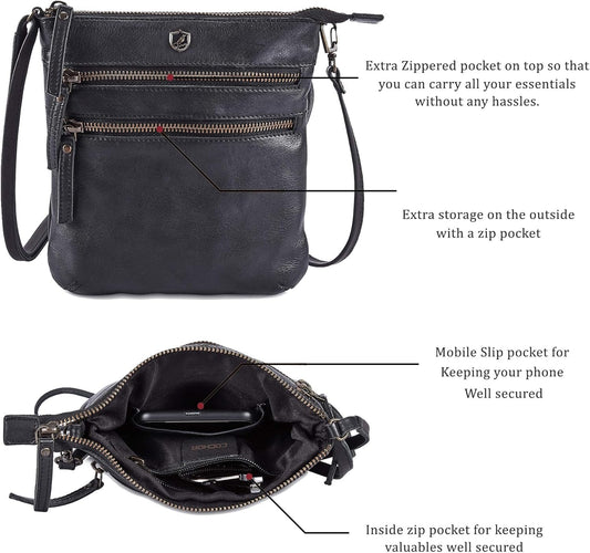 Crossbody Sling Bag for Women Small Real Leather Purse Vintage Travel Crossover Shoulder Bag Handmade