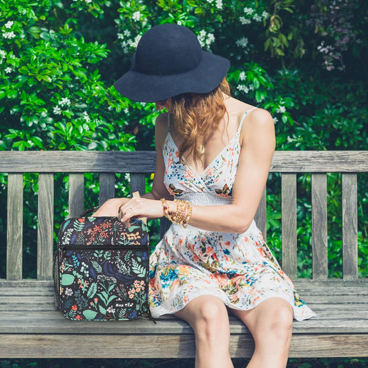 Hap Tim Insulated Lunch Bag Women, Reusable Lunch Box for Women & Men, Adluts Lunchbox for Office Work, Portable Lunchbag, Black Floral(18654-BF)