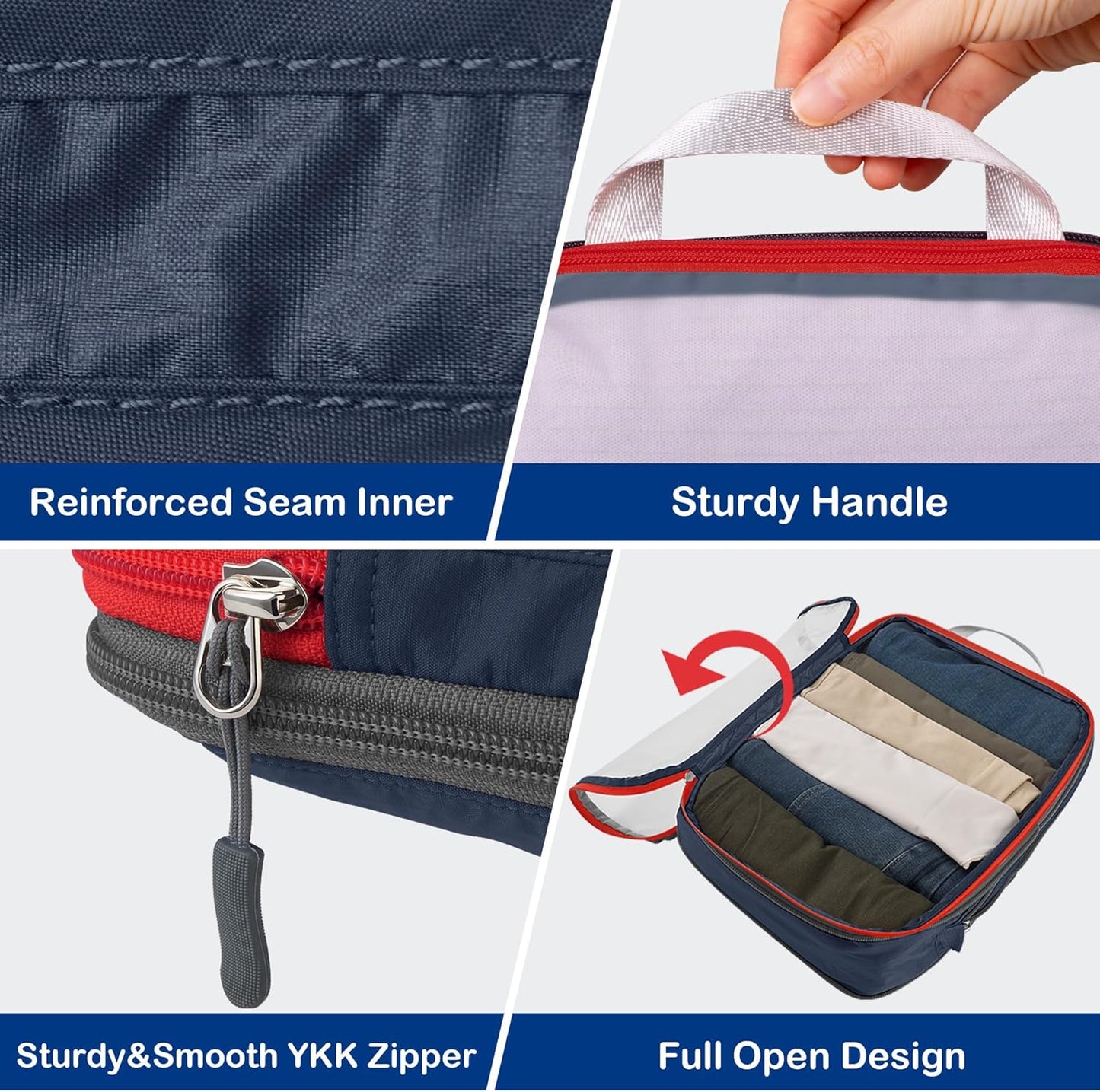 Cipway Compression Packing Cubes Mesh, Lightweight Luggage Organizer Bags with Laundry Bag,Toiletries Bag and Shoe Bag, Travel Essentials for Carry on Suitcase(8Pcs,Blue)