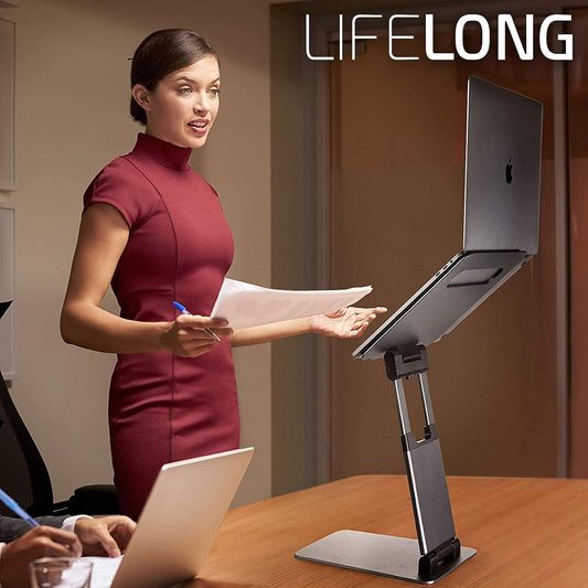 Lifelong Ergonomic Adjustable Laptop Stand for Desk - Height Up to 20" Portable Computer Laptop Riser Holder, Fits All MacBook Air & 10 15 17 Inches Laptops, Back to School Gift for Men & Women