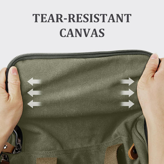 Gonex Canvas Duffle Bag 60L Travel Duffel Overnight Weekend Bag with Shoe Compartment (Army Green)