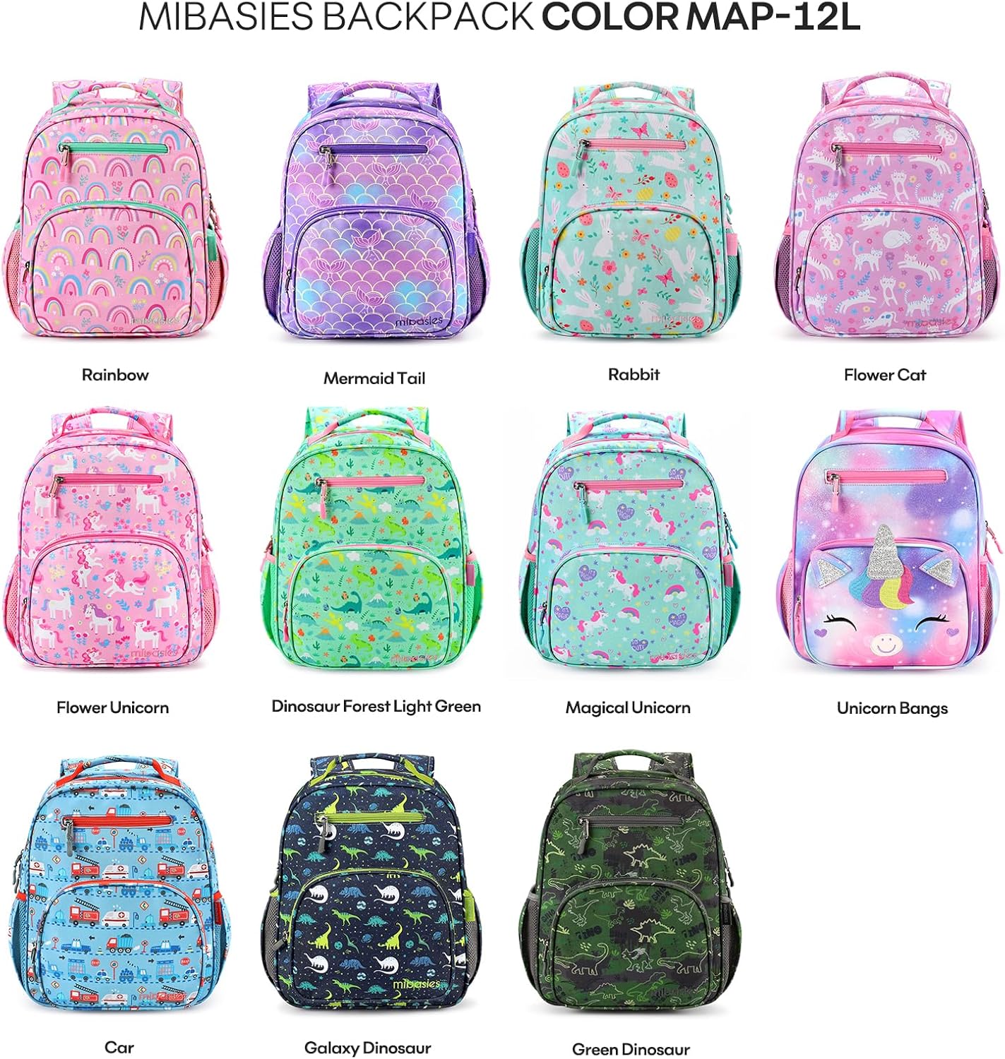 mibasies Girls Backpack 5-8: Lightweight Kids Backpacks for Girls - Girl Bookbag for Elementary School - Magical Unicorn
