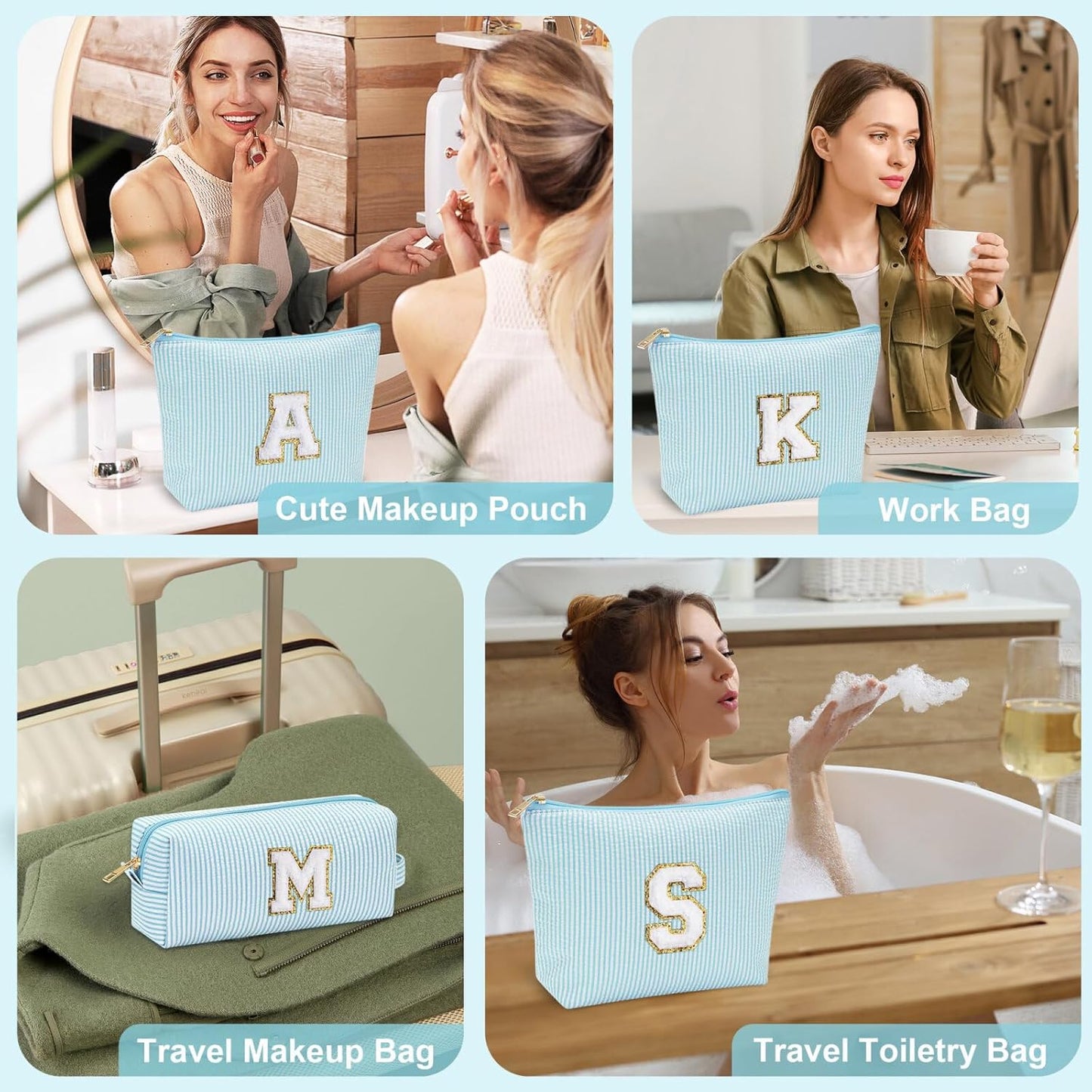 YOOLIFE Gifts for Women & Girls, Teen & Birthday Gifts, Personalized Initial Makeup Bag