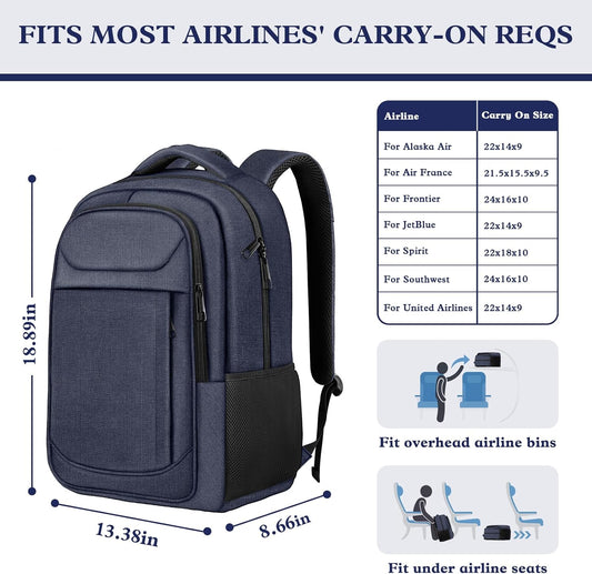 Extra Large Laptop Backpack, 17 Inch Travel Travel Backpack, Big Sturdy TSA-Friendly College School Computer Bag, Gifts for Men & Women Him Men Women, Blue
