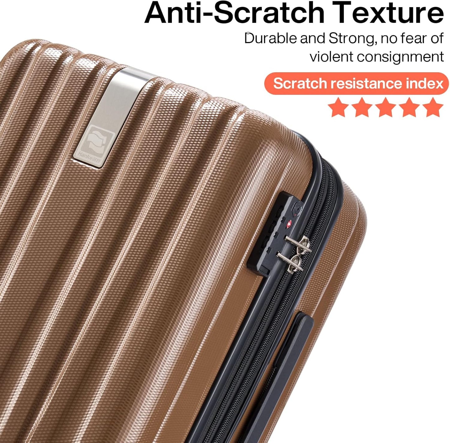 Hanke 29 Inch Luggage Suitcases With Spinner Wheels Lightweight PC hardside Rolling Suitcase With Travel Lock, Checked-Large 29-Inch Christmas Gifts for Birthday (Brown)