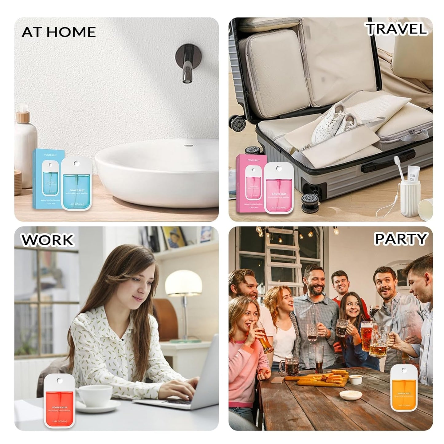 Power Mist Hydrating Hand Sanitizer Spray, Portable Travel-Size Hand Sanitizer Spray, 500-Sprays Each,Suitable for Both Adults and Children (Vanilla)