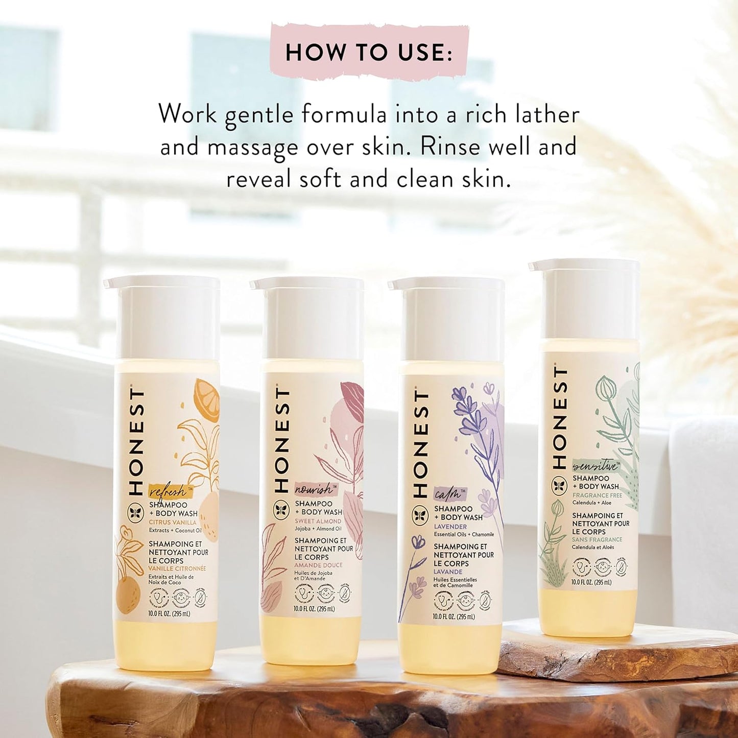 The Honest Company 2-in-1 Cleansing Shampoo + Body Wash | Gentle for Baby | Naturally Derived, Tear-free, Hypoallergenic | Sweet Almond Nourish, 18 fl oz