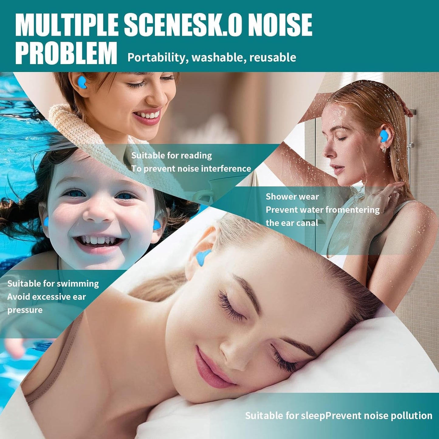 Ultra-Soft Noise Cancelling Sleeping Ear Plugs - Moldable Silicone,Wear Comfortable Noise Repairing Ear Plugs,Reusable,for Adults, Kids and Swimming (Color 1, Round)