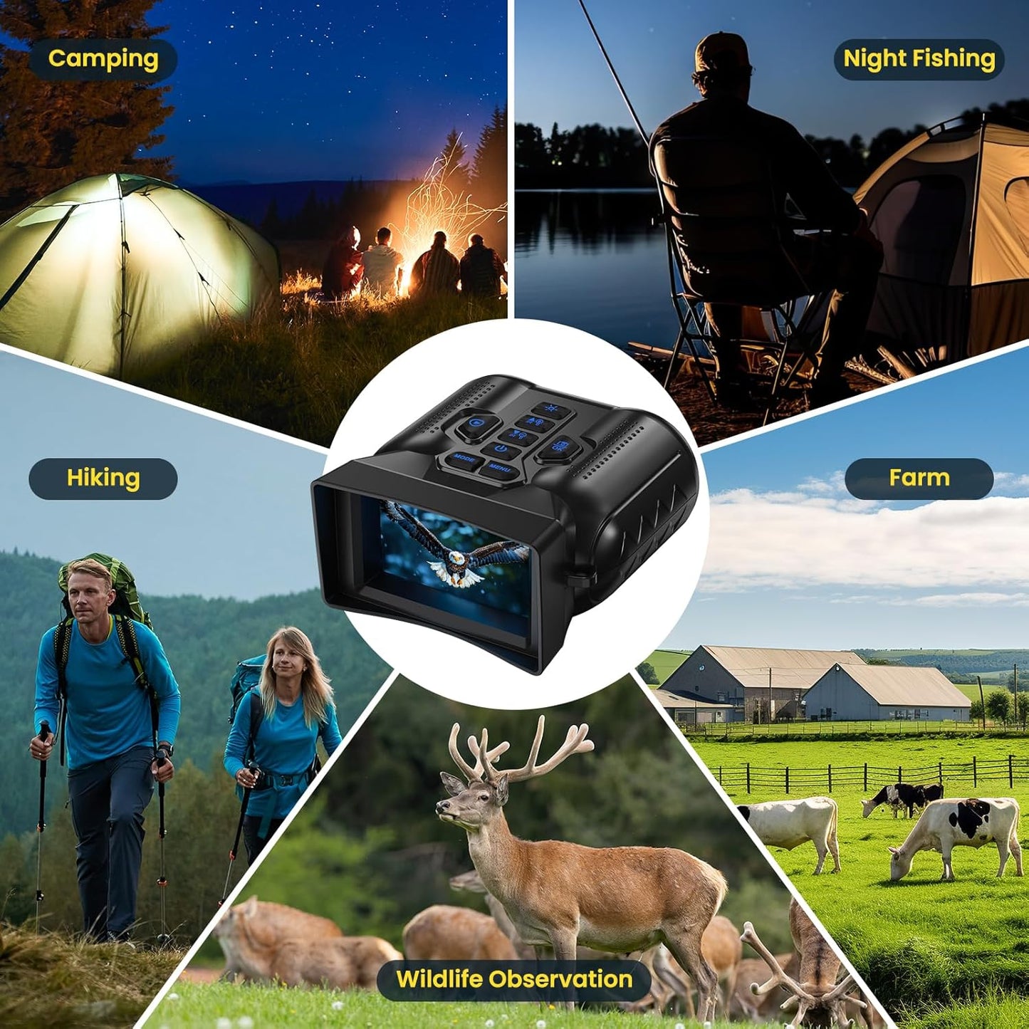 Night Vision Goggles,4K Night Vision Binoculars for Adults,Thermal Binoculars with 10X Zoom,9-Level Infrared,1000FT Infrared Range,32GB TF Card,Photo&Video Recording,Compact Design,Ideal Gifts for Men