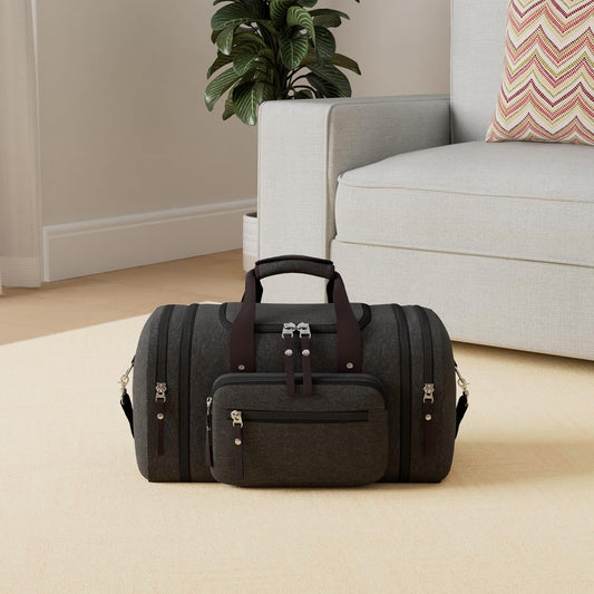 Canvas Expandable Duffle Bag for Men Traveling, Luggage Travel Bag Weekender Overnight Bag,Mens Gym Carry on Duffel Bags