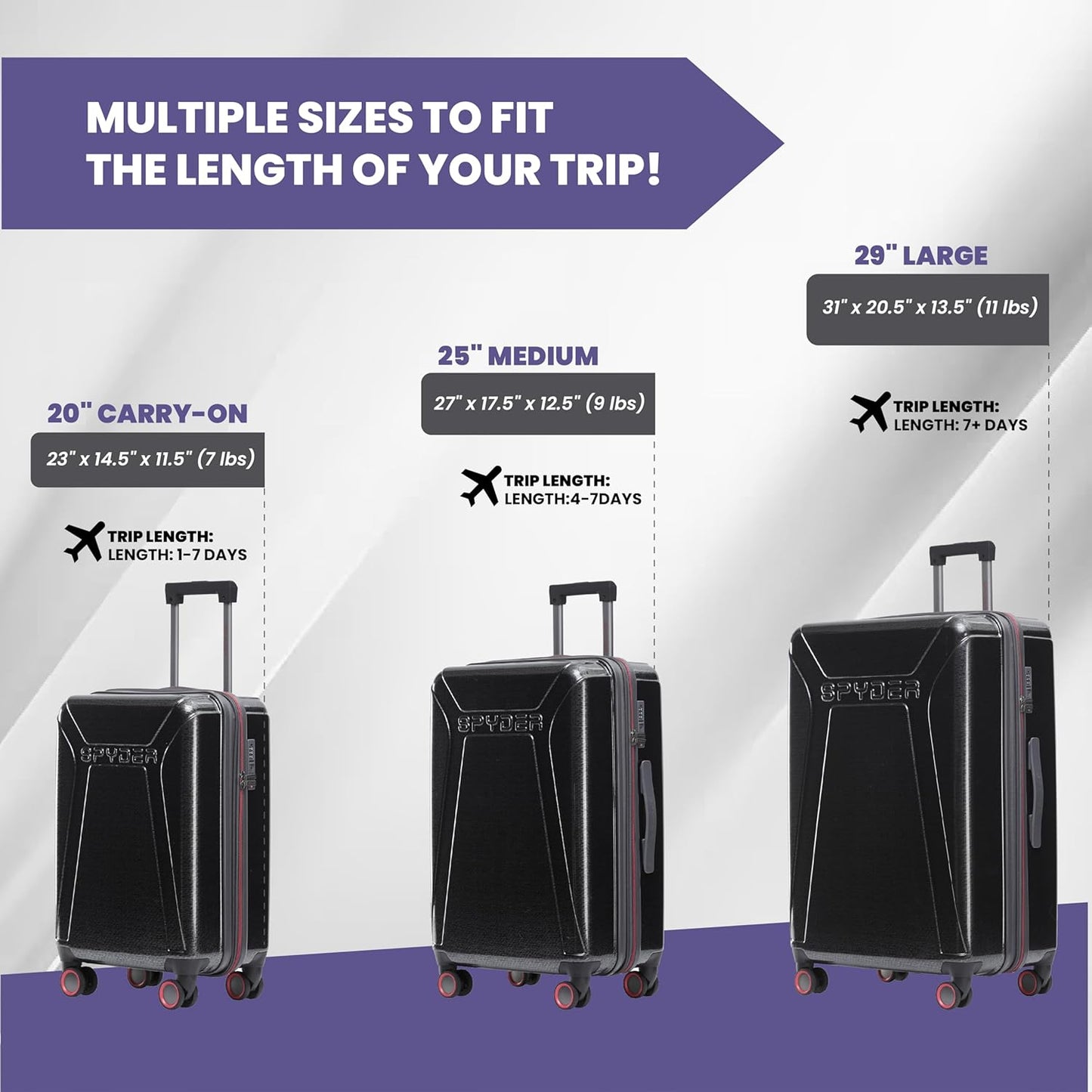 Spyder Traverse 25 Inch Medium Expandable Hardside Upright Suitcase with 360° Spinner Wheels, TSA Approved Lock, Silver
