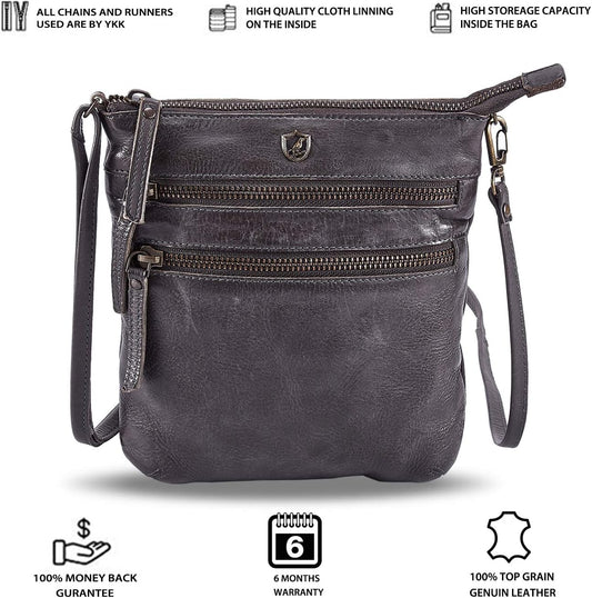 Crossbody Sling Bag for Women Small Real Leather Purse Vintage Travel Crossover Shoulder Bag Handmade