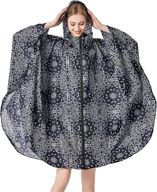 ANYOO Waterproof Rain Poncho Lightweight Reusable Hiking Hooded Coat Jacket for Outdoor Activities