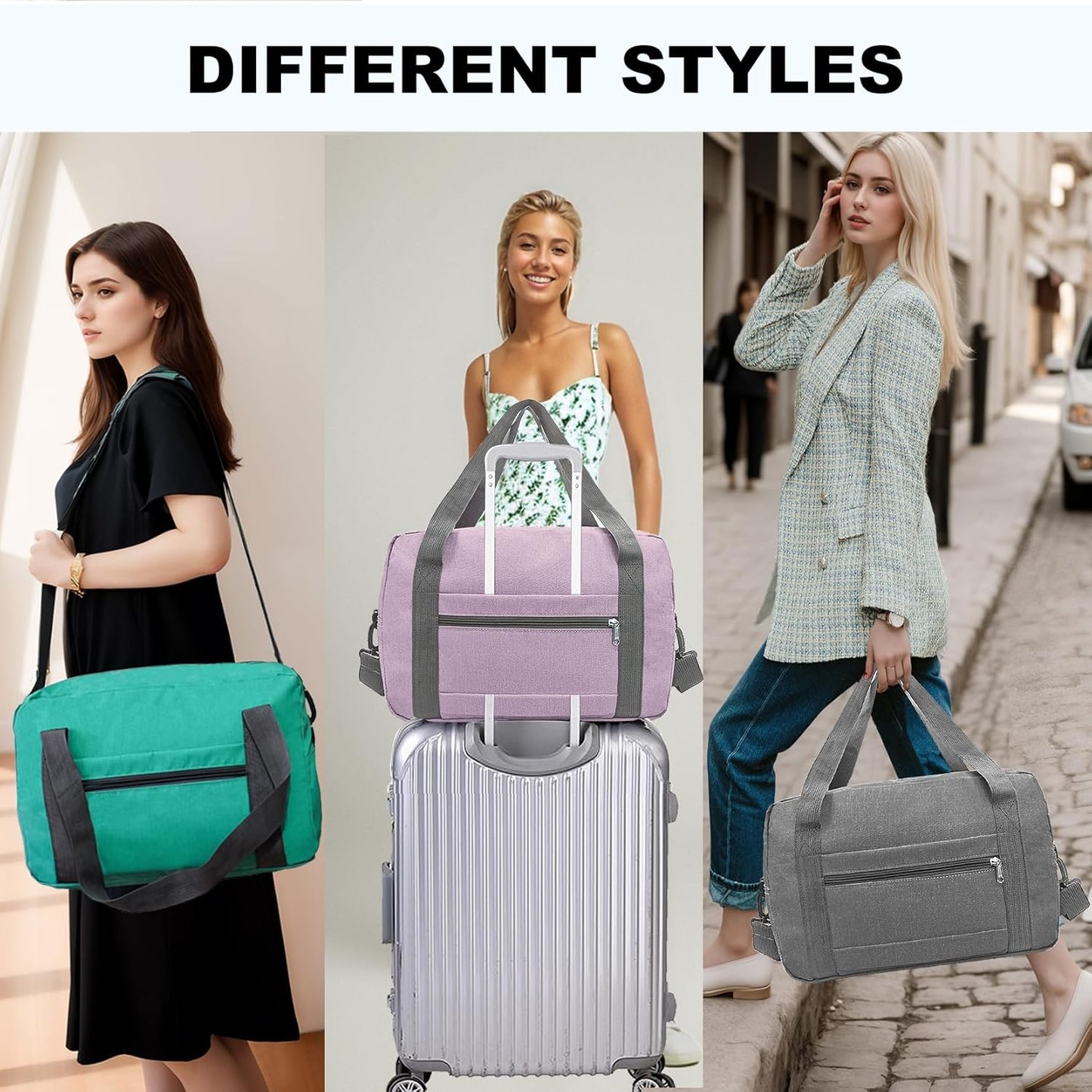 Foldable Carry on Luggage Bag 22x14x9 Personal Item Bag for Airplanes Travel Duffel Bag for Women and Men (40L, Teal)