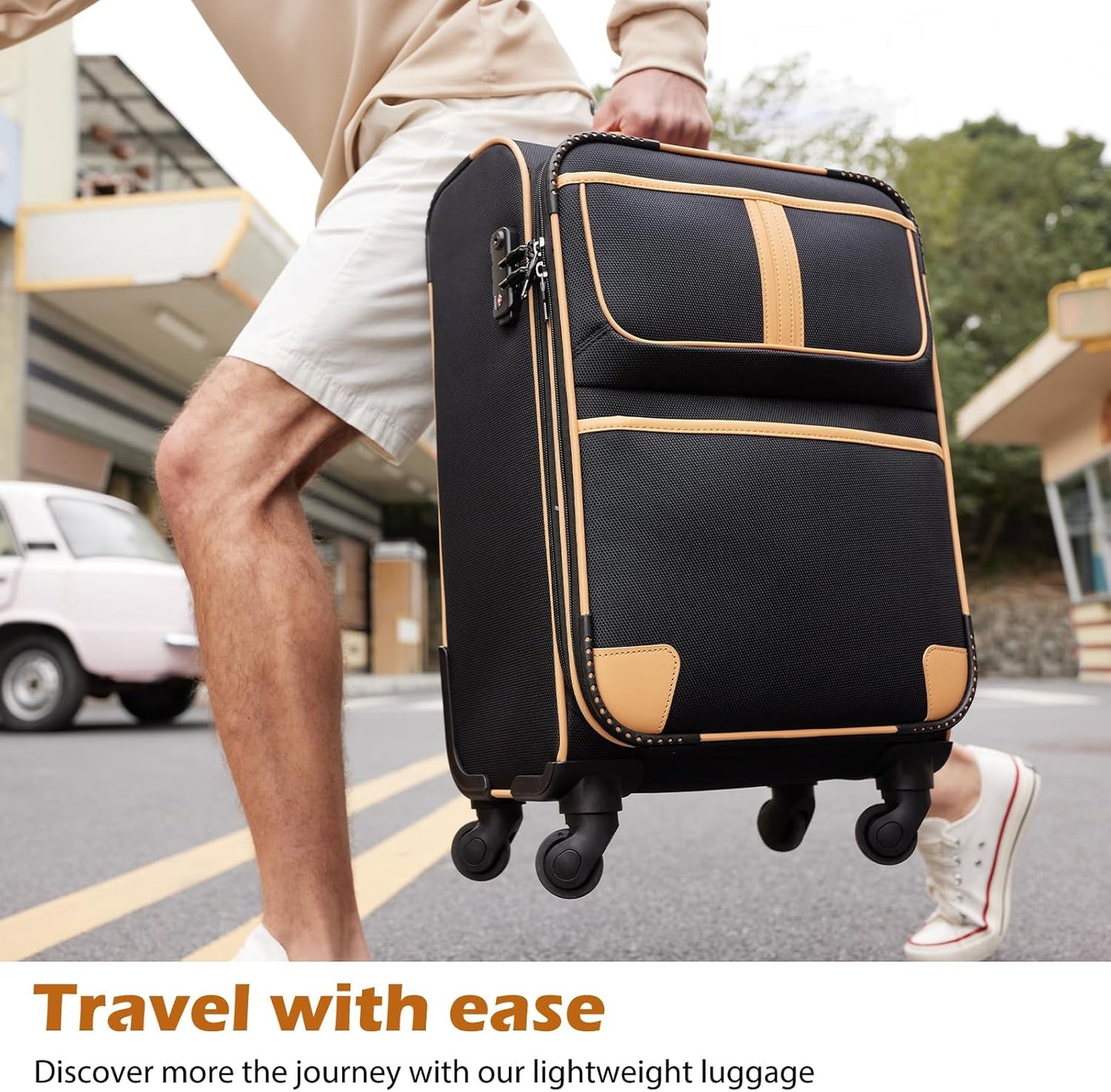 Coolife Luggage 5 Piece Set Suitcase Expandable TSA lock spinner softshell
