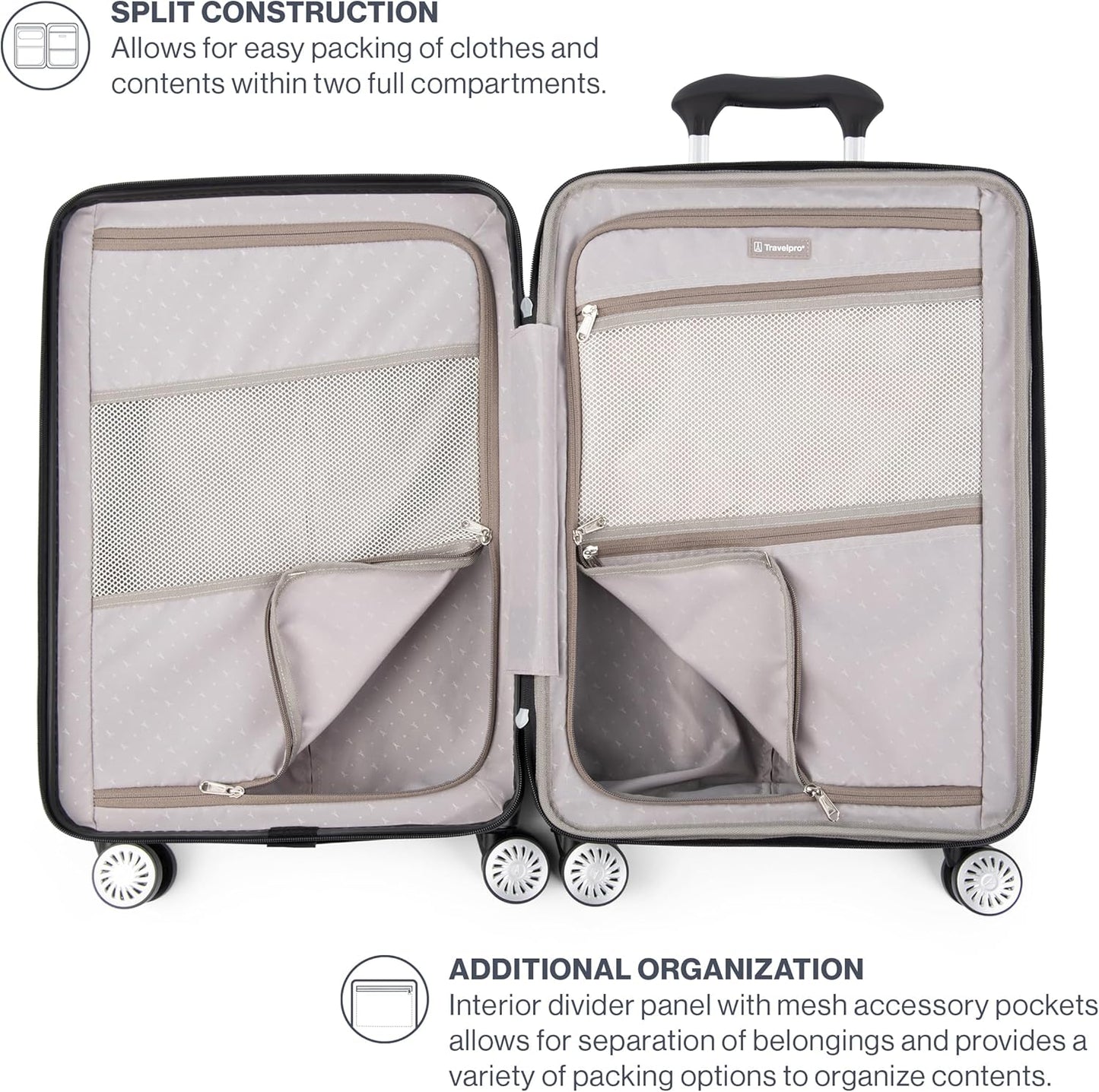 Travelpro Pathways 3 Hardside Expandable Luggage, 8 Spinner Wheels, Lightweight Hard Shell Suitcase, 3 Piece Set (21/25/28), Black Knight