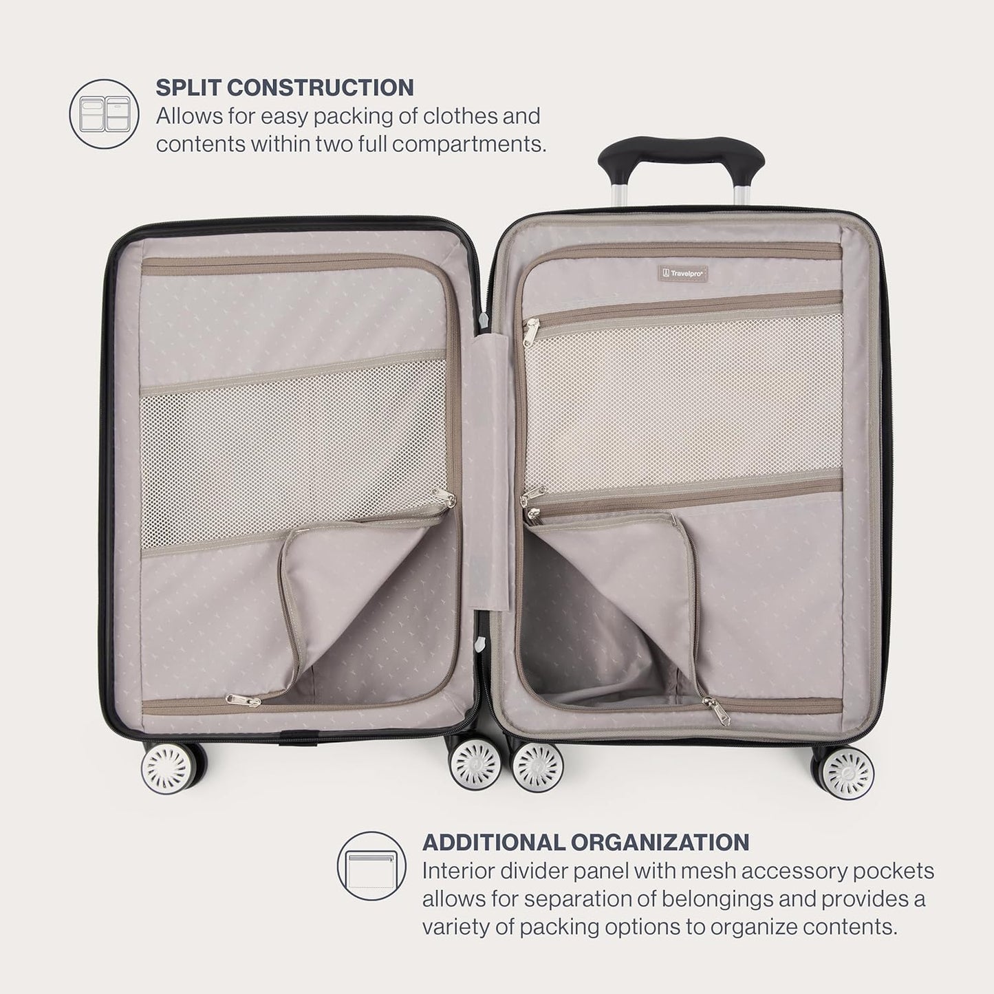 Travelpro Pathways 3 Hardside Expandable Luggage, 8 Spinner Wheels, Lightweight Hard Shell Suitcase, Cloud Grey, 3 Piece Set (21/25/28)