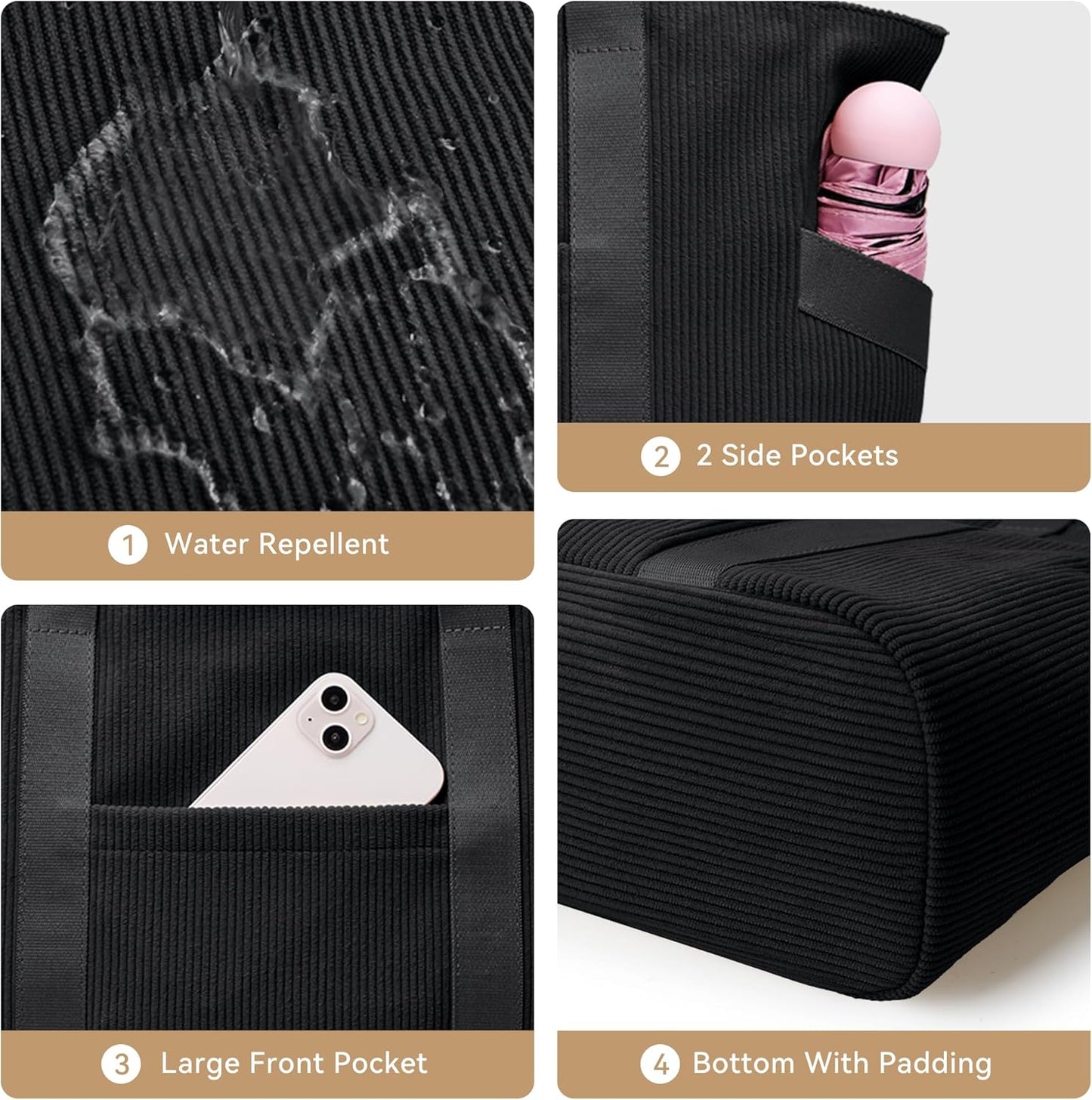 Tote Bag for Women with Zipper, Travel Tote Bags with Compartments Large Shoulder Bag Handbag for Gym Work School