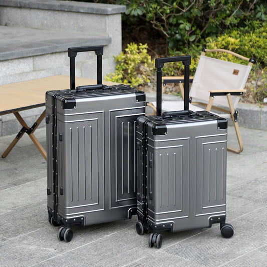 All Aluminum Magnesium Carry On Luggage,Cut from Whole Aluminum Sheet,22x14x9 Airline Approved ,(3rd Generation,Premium Magnesium Metal zipperless suitcase ) (grey, 20inch)