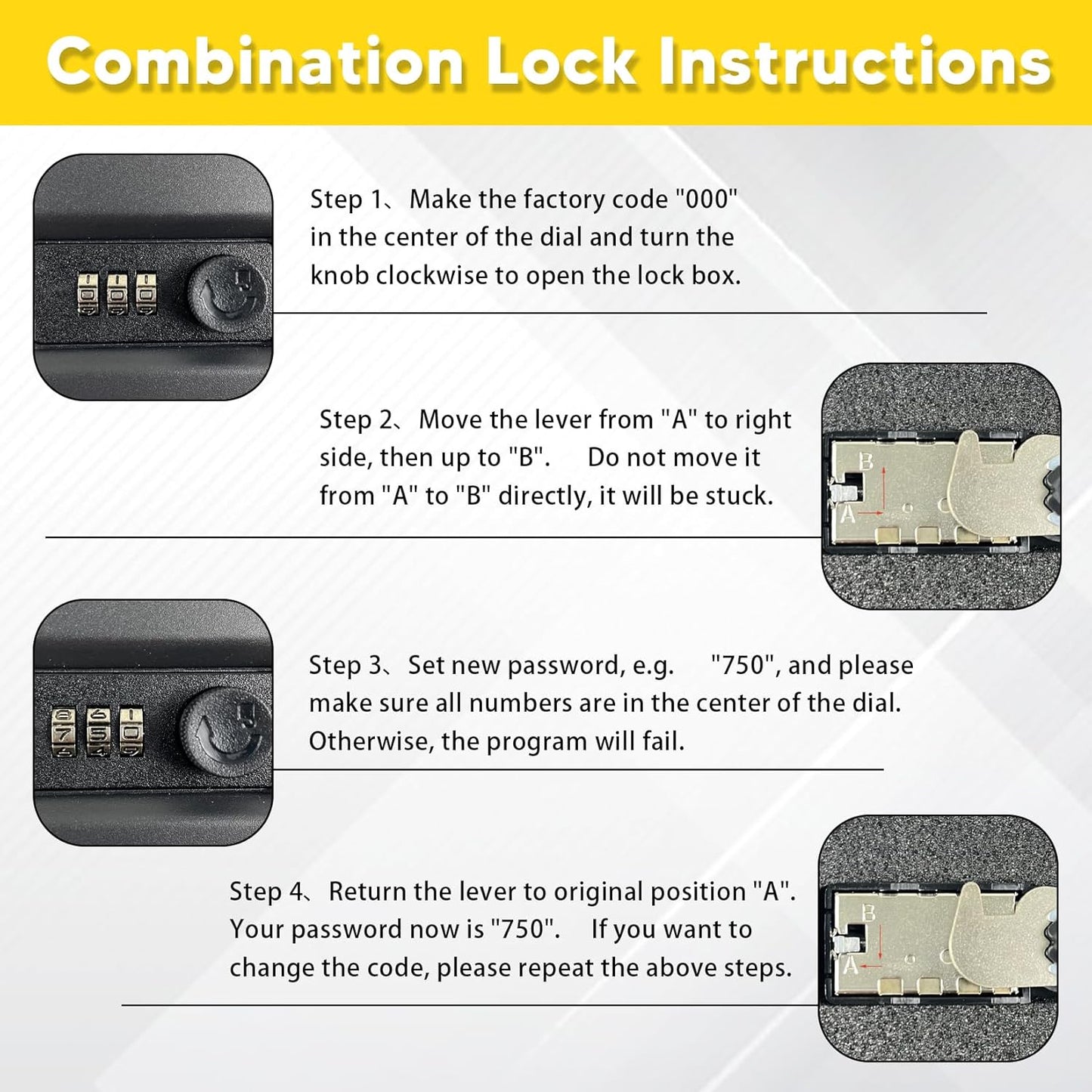 Small Gun Safe - Portable Gun Lock Box for Car with Resettable Combination Lock, Heavy-Duty Alloy Steel Handgun Lock Box, Foam Padding, Security Cable - Ideal for Travel & Home