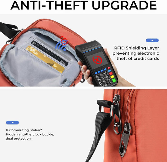 BROADREAM Small Crossbody Bag Men Women, Anti-Theft Crossbody Sling bags - Mini Shoulder Travel Bag for Hiking Sports