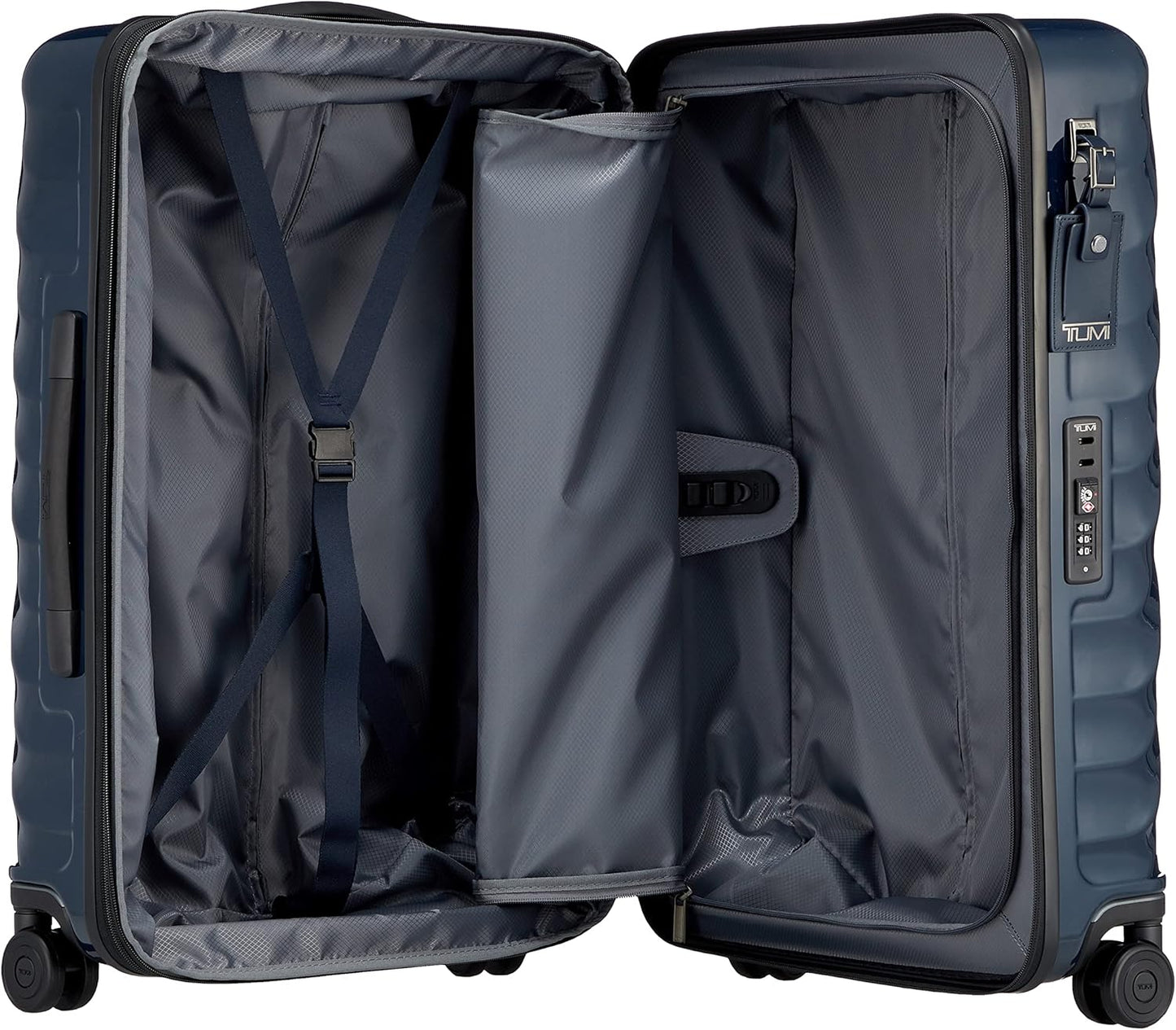 TUMI - 19 Degree Medium Checked Luggage 4 Wheeled Packing Case - Hard Shell Suitcase - 26.0" X 17.5" X 10.0" - Navy