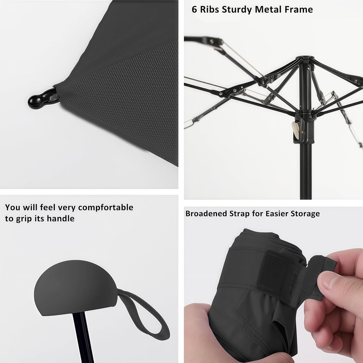 BAODINI Travel Mini Umbrella for Purse With Case Small Compact UV Sun Protection Lightweight Pocket Tiny Umbrella for Women Girls and Men