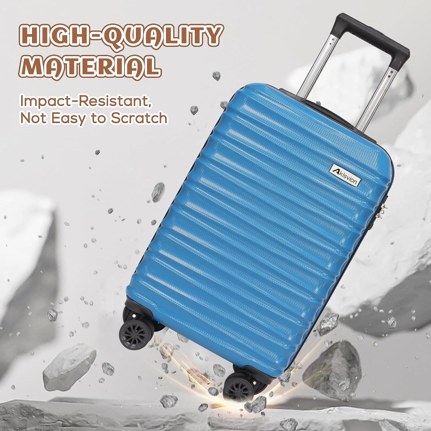 Carry on luggage 20 In suitcase with Spinner Wheels ABS & PC Hardside Luggage(Skyblue)