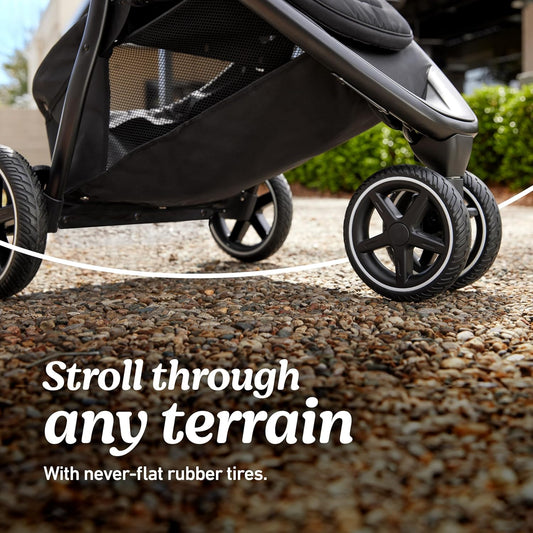 Graco Outpace LX All-Terrain 3-Wheel Baby Stroller, Cohen €” Compatible for Travel System, Easy One-Hand Fold, in-Seat Suspension for Comfortable Ride, Never-Flat Rubber Tires