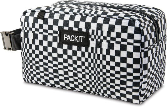PackIt® Freezable Snack Box, Checked Out, Built with ECOFREEZE Technology, Collapsible, Reusable, Zip Closure with Buckle Handle, Designed For Work Snacks, Fresh Snacks On the Go, Adults, and All Ages