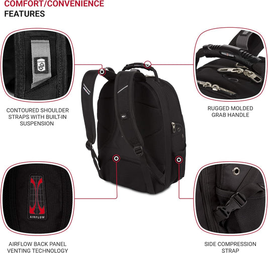 SwissGear 1923 Scansmart Backpack, Black/Silver, 17-Inch